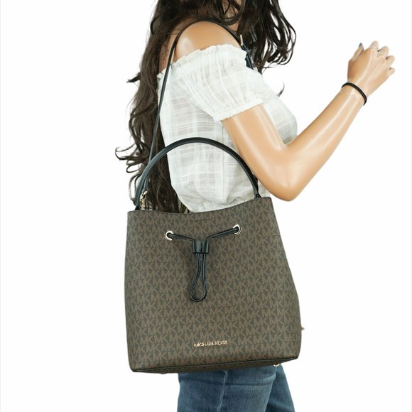 Michael Kors Suri Large Bucket Drawstring Convertible Backpack MK Brown Black main image 8